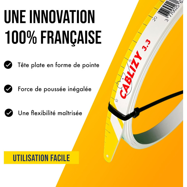 Aiguille Électricien Plate Cablizy 3 m | Passe-Câble Made in France
