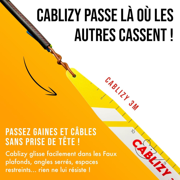 Aiguille Électricien Plate Cablizy 3 m | Passe-Câble Made in France