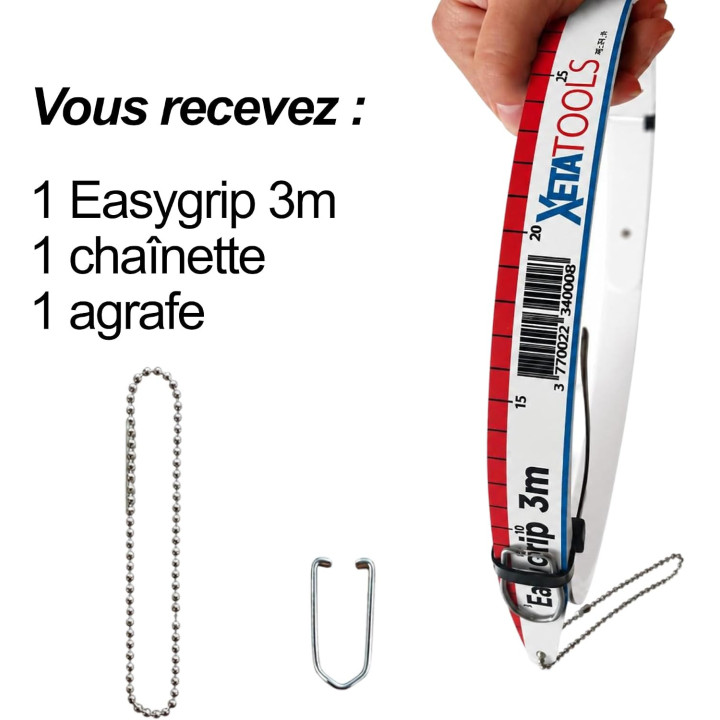 EasyGrip  3 m | Aiguille plate Électricien avec Agrafe et Aimant